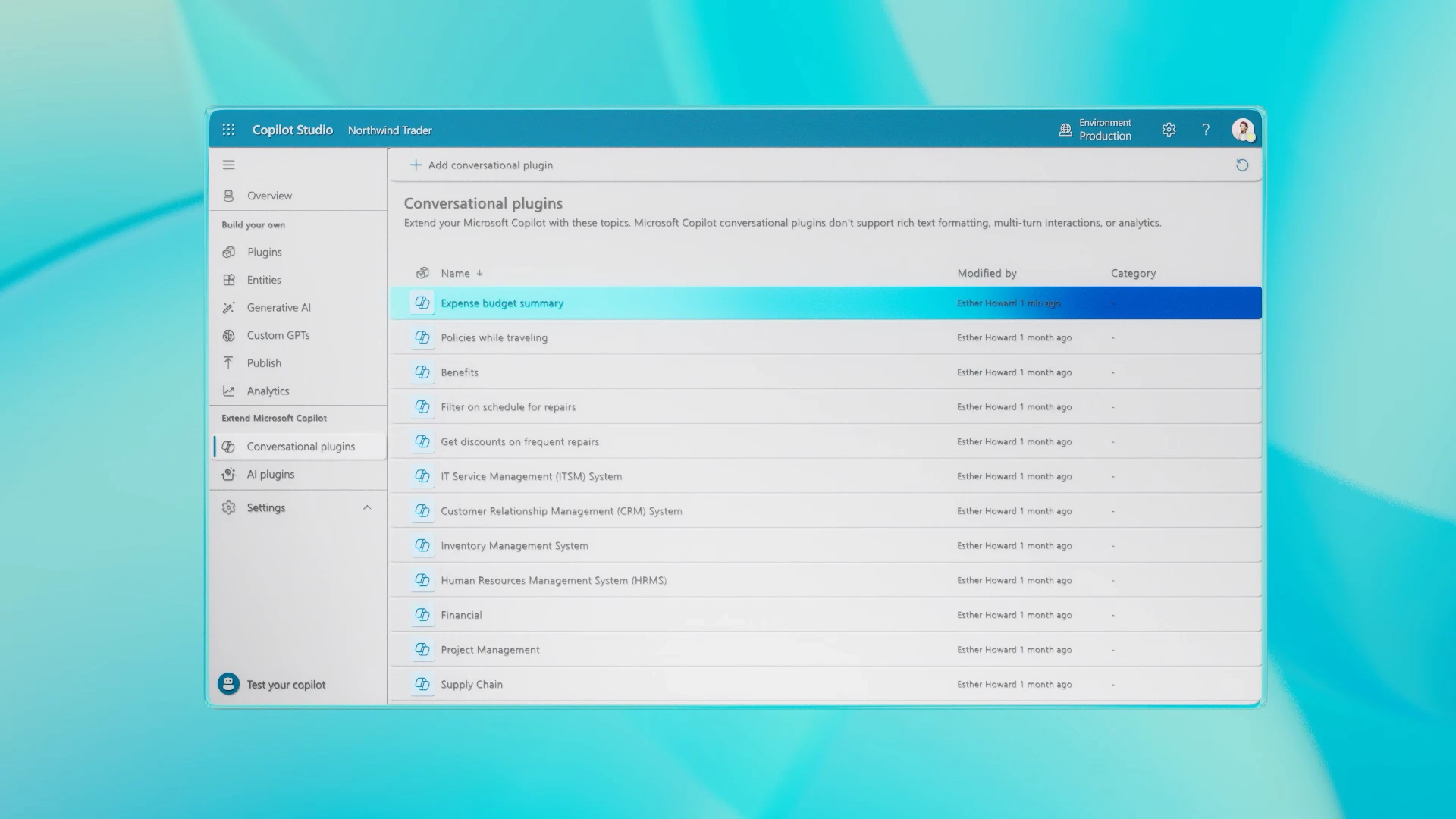 screenshot of Microsoft Copilot Studio